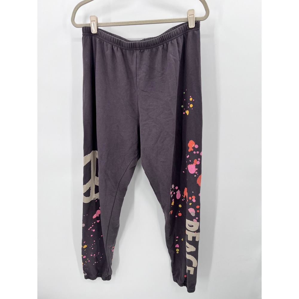 NATURAL LIFE Black Jogger Track Pants with Pink & Orange Splatter